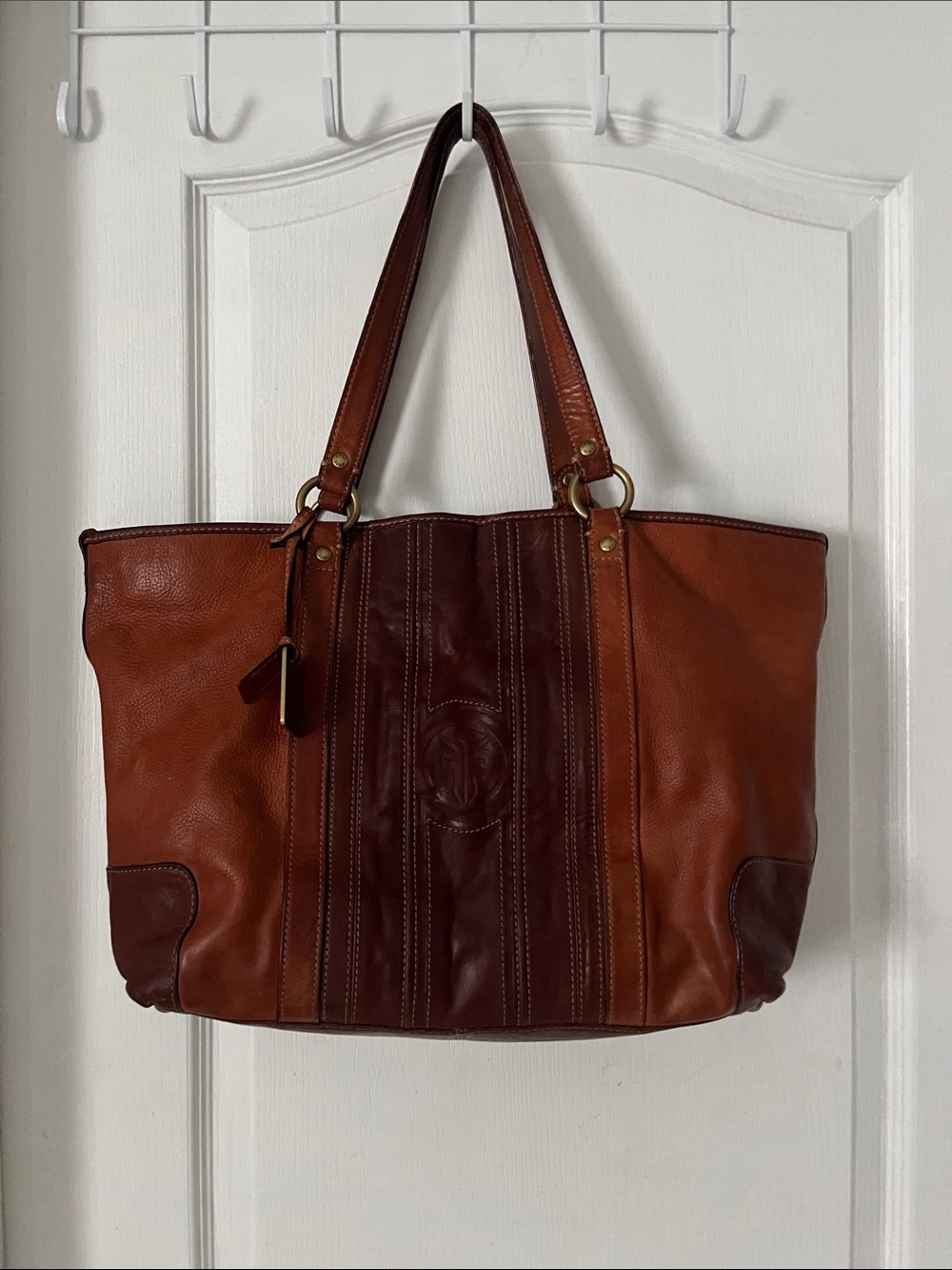 Frye Two-Tone Brown Leather Tote